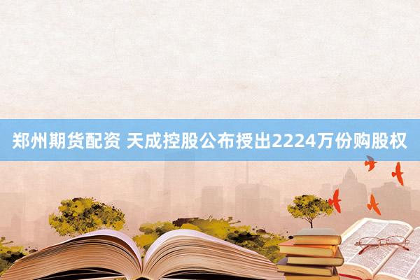 郑州期货配资 天成控股公布授出2224万份购股权