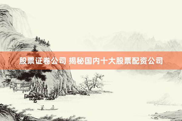 股票证卷公司 揭秘国内十大股票配资公司
